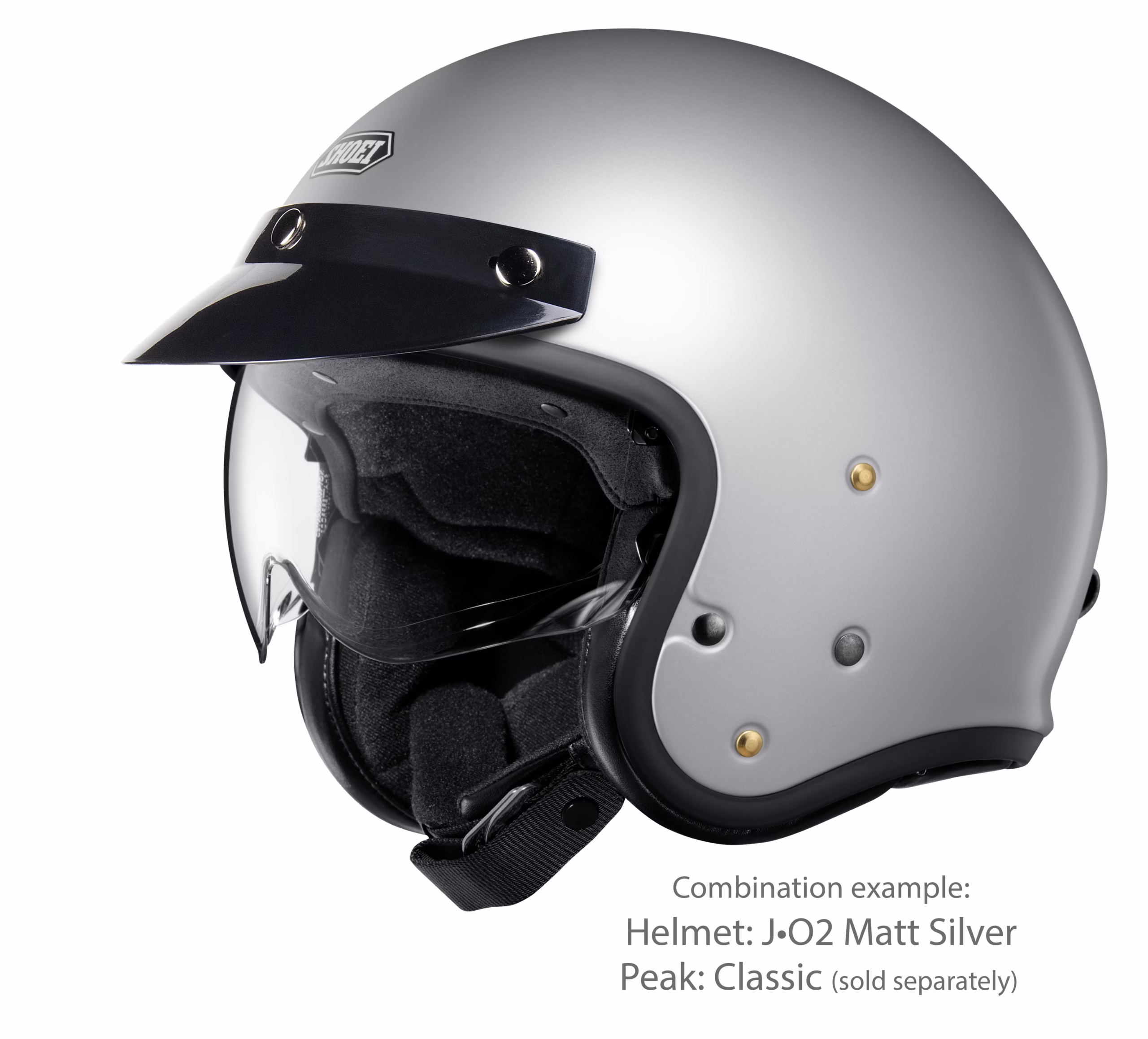 SHOEI jet motoristična čelada J-O2 Light Silver Srebrna 2XL