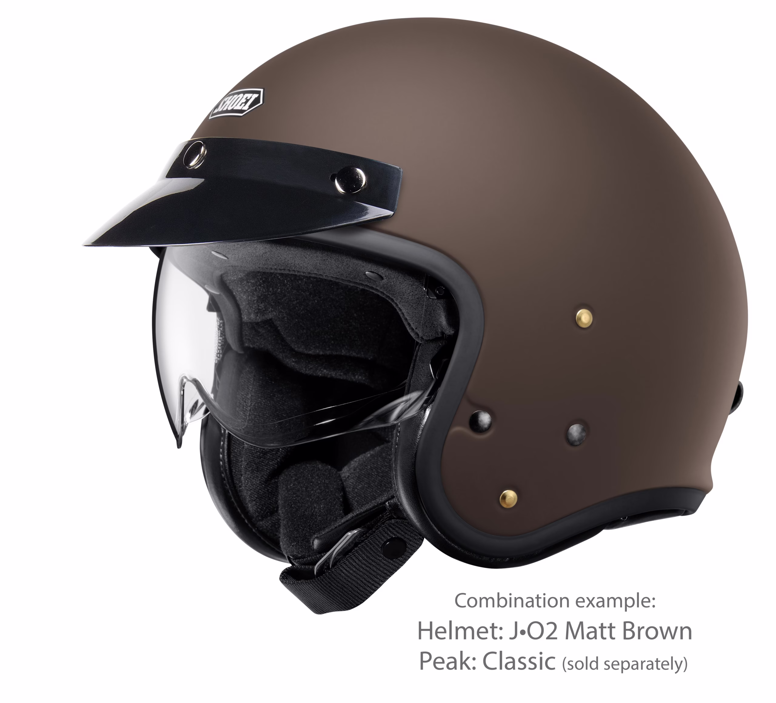 SHOEI jet motoristična čelada J-O2 MATT Brown Rjava Mat 2XL