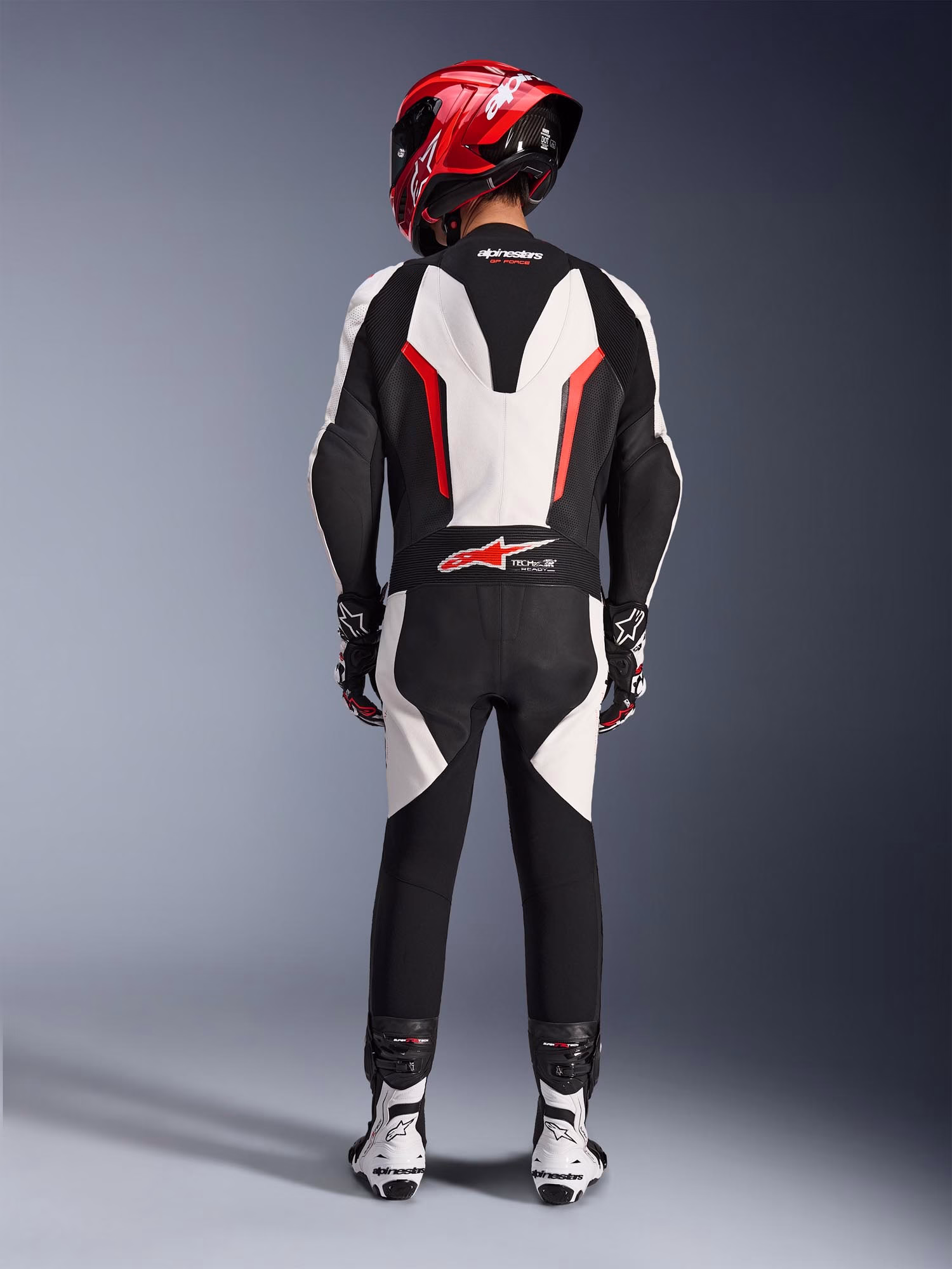 Alpinestars m. motoristični kombinezon GP FORCE 1D Tech-Air združljiv V2 perforiran Bela/Črna/Rdeča Fluo 48