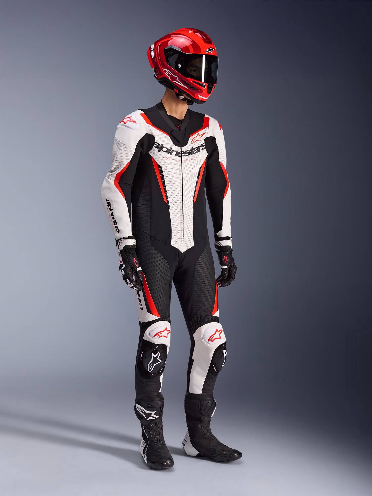 Alpinestars m. motoristični kombinezon GP FORCE 1D Tech-Air združljiv V2 perforiran Bela/Črna/Rdeča Fluo 58