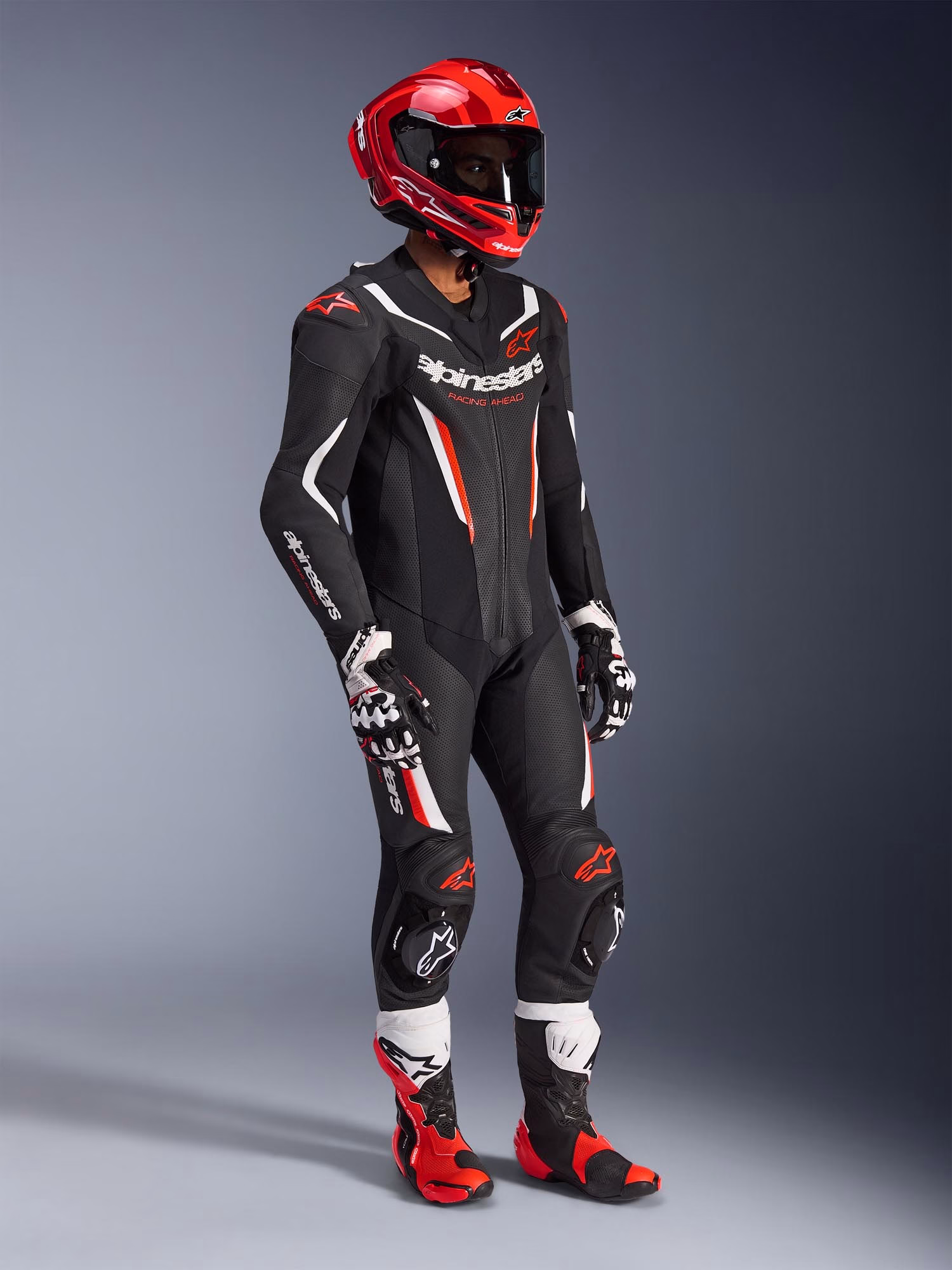 Alpinestars m. motoristični kombinezon GP FORCE 1D Tech-Air združljiv V2 perforiran Črna/Bela/Rdeča 58