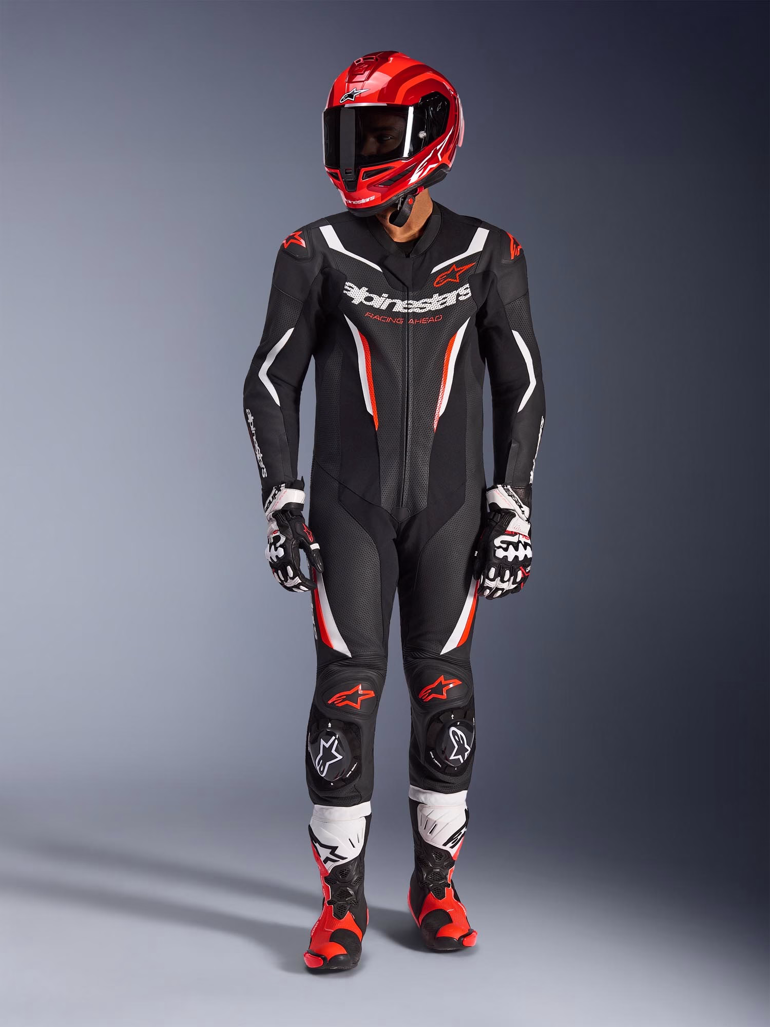 Alpinestars m. motoristični kombinezon GP FORCE 1D Tech-Air združljiv V2 perforiran Črna/Bela/Rdeča 60