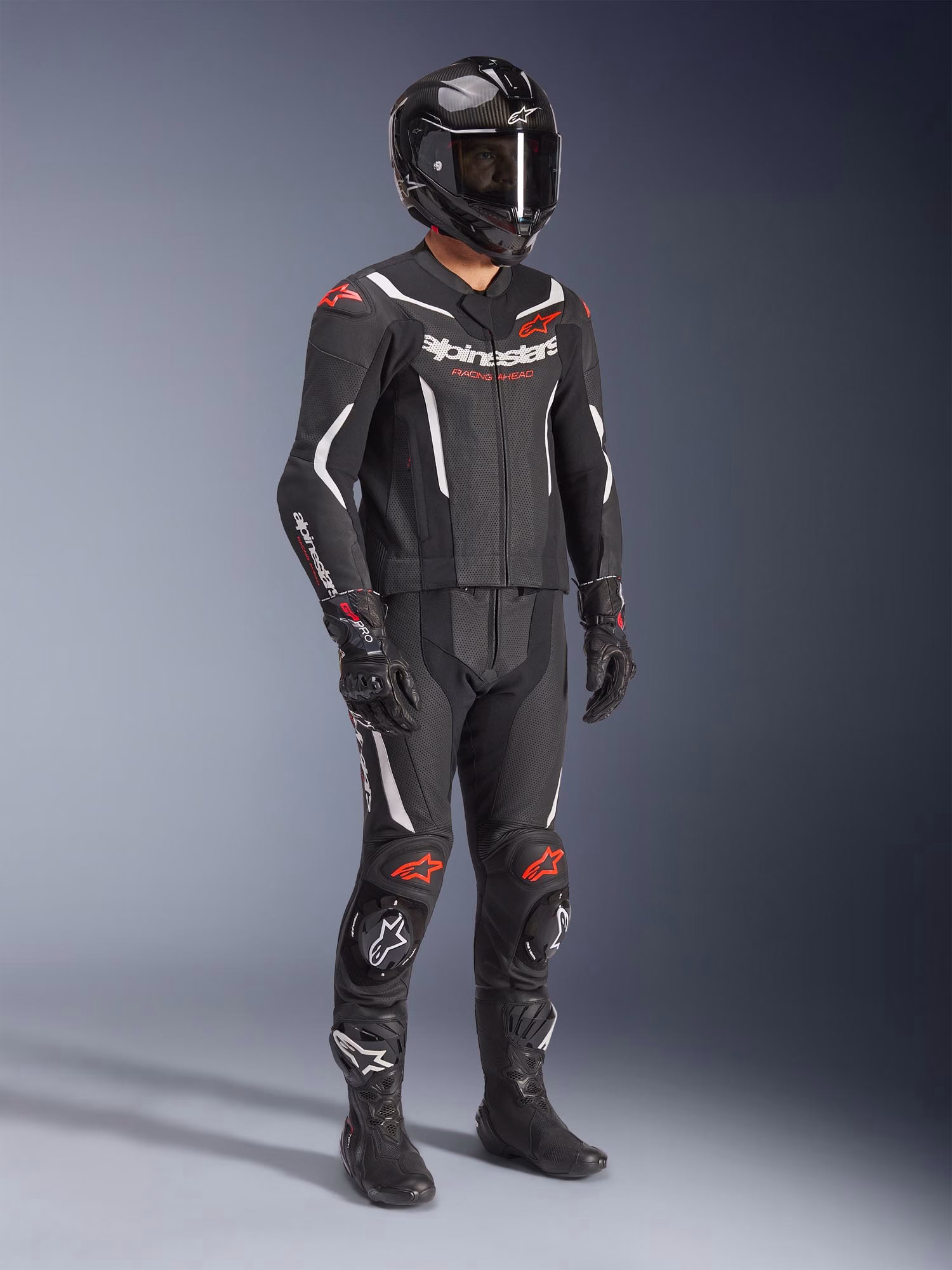 Alpinestars m. motoristični kombinezon GP FORCE 2D Tech-Air združljiv V2 perforiran Bela/Črna/Rdeča Fluo 56