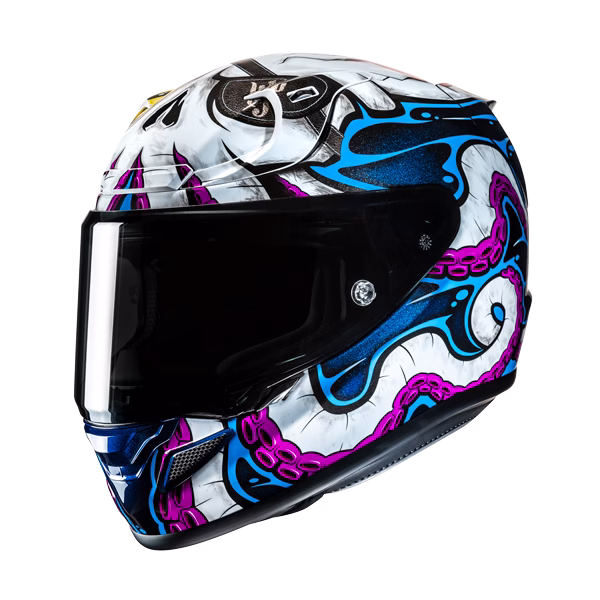 HJC integralna motoristična čelada RPHA 12 KRAKEN MC28 Bela/Viola/Modra/Črna XL