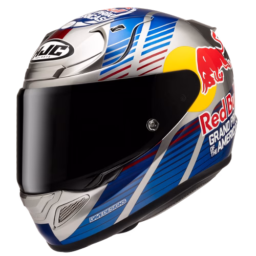 HJC integralna motoristična čelada RPHA 12 RED BULL Austin II MC21 Modra Mat/Siva/Rdeča/Rumena XS