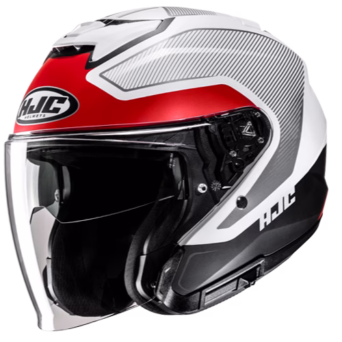 HJC jet motoristična čelada i31 TEVIS MC1SF Črna/Bela/Rdeča XL