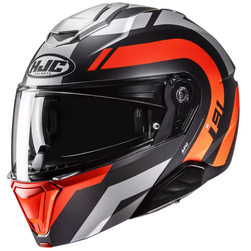 HJC preklopna motoristična čelada i91 ARVEN MC6HSF Črna Mat/Siva/Oranžna L