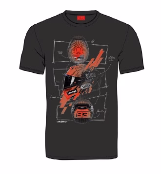 MM93 m. T-shirt CORSE 93 Helmet Črna/Rdeča L