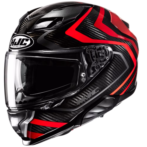 HJC integralna motoristična čelada F71 CARBON NEVIO MC1 Carbon/Črna/Rdeča L