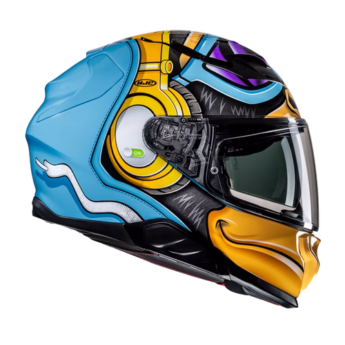HJC integralna motoristična čelada F71 MONKEY DJ MC23 Modra/Rumena/Viola/Črna 2XL