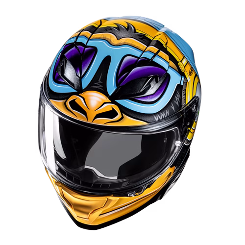 HJC integralna motoristična čelada F71 MONKEY DJ MC23 Modra/Rumena/Viola/Črna M