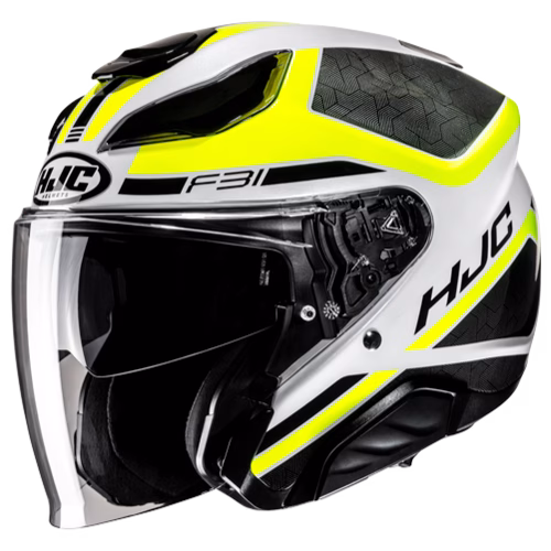HJC jet motoristična čelada F31 CERON MC3H Bela/Rumena/Črna S
