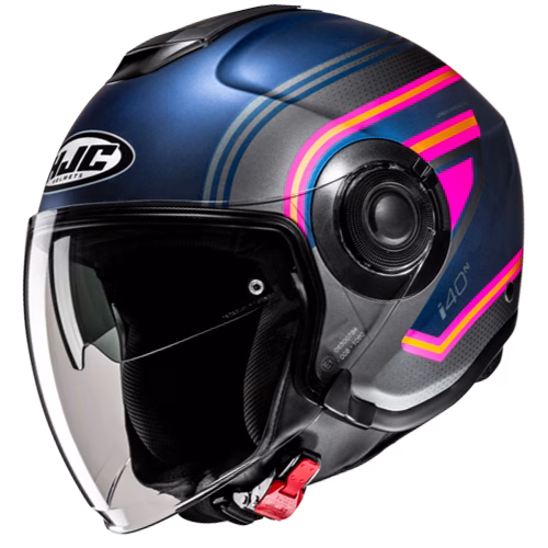 HJC jet motoristična čelada i40N LINIA MC28SF Modra/Siva/Roza/Rumena 2XL