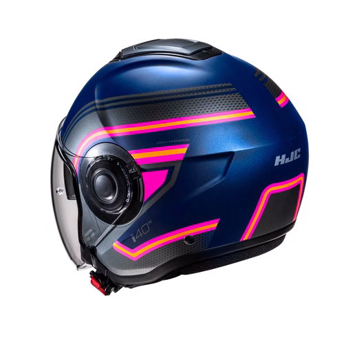 HJC jet motoristična čelada i40N LINIA MC28SF Modra/Siva/Roza/Rumena 2XL