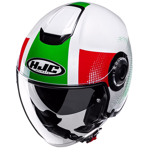HJC jet motoristična čelada i40N PYLE MC41 Bela/Zelena/Rdeča S