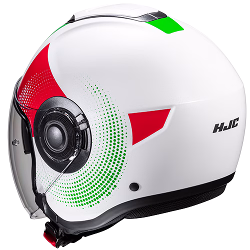 HJC jet motoristična čelada i40N PYLE MC41 Bela/Zelena/Rdeča S