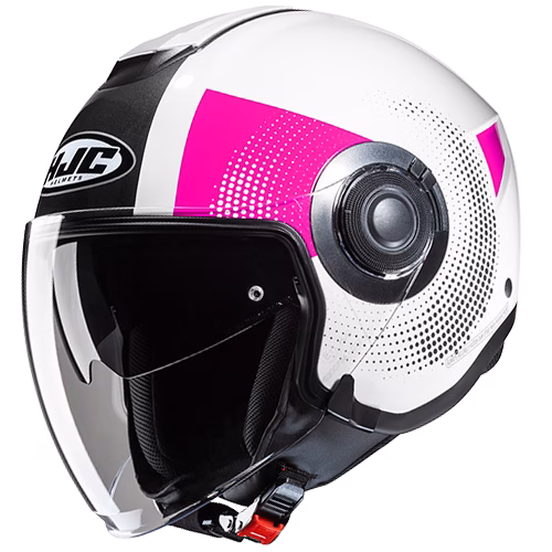 HJC jet motoristična čelada i40N PYLE MC8 Bela/Črna/Roza 2XL