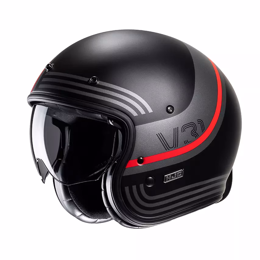 HJC jet motoristična čelada V31 BYRON MC1SF Črtna/Siva/Rdeča L