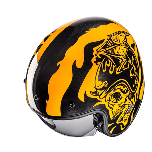 HJC jet motoristična čelada V31 FLAME MC3 Črna/Rumena XL