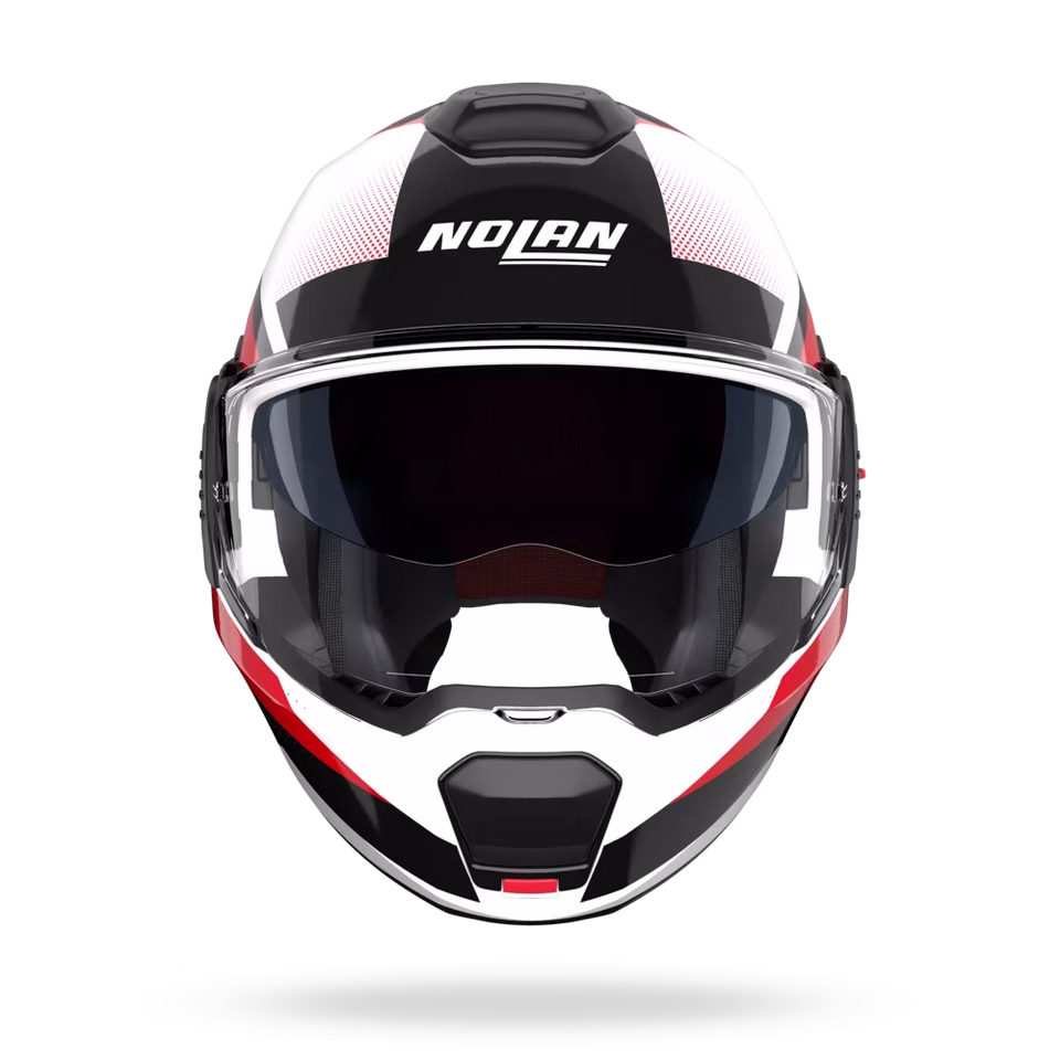 NOLAN preklopna motoristična čelada N120-1 Ciclone 363 N-Com FLIP-BACK Bela/Črna/Srebrna/Rdeča 2XS