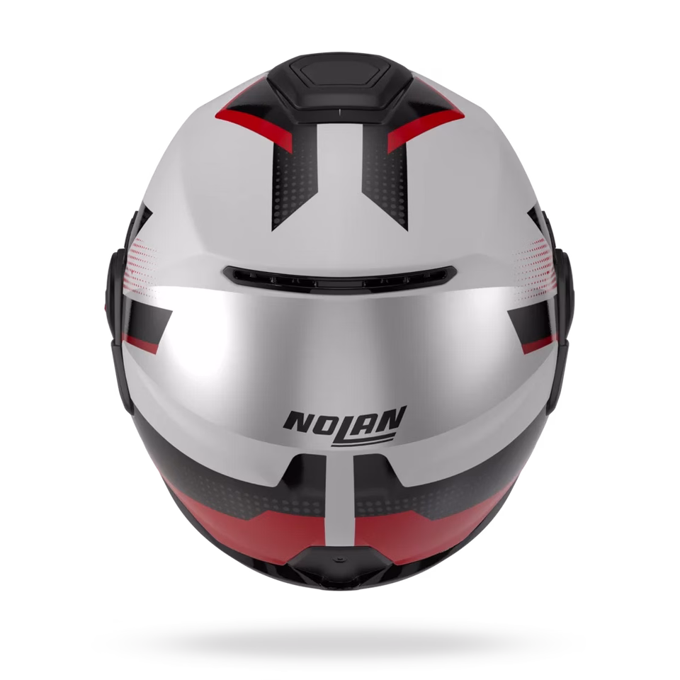 NOLAN preklopna motoristična čelada N120-1 Ciclone 363 N-Com FLIP-BACK Bela/Črna/Srebrna/Rdeča XS