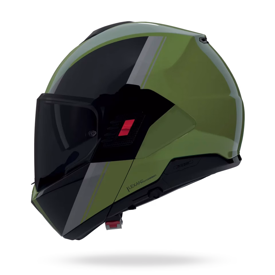 NOLAN preklopna motoristična čelada N120-1 Vernicatura Speciale 354 N-Com FLIP-BACK Zelena/Črna/Siva L