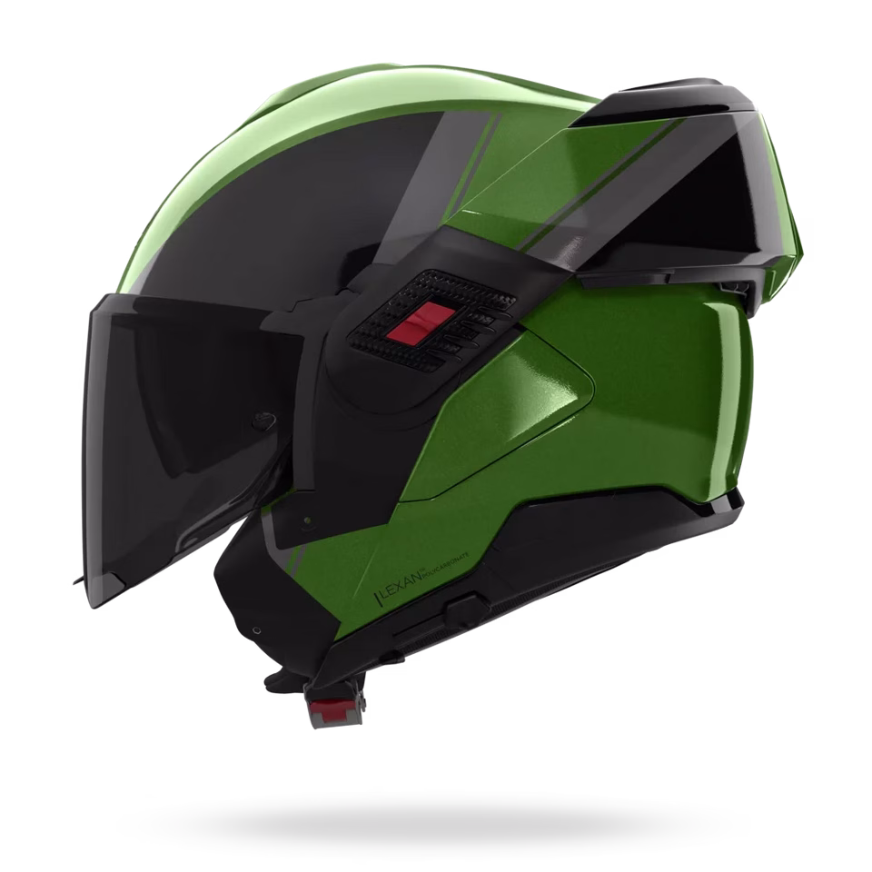 NOLAN preklopna motoristična čelada N120-1 Vernicatura Speciale 354 N-Com FLIP-BACK Zelena/Črna/Siva L