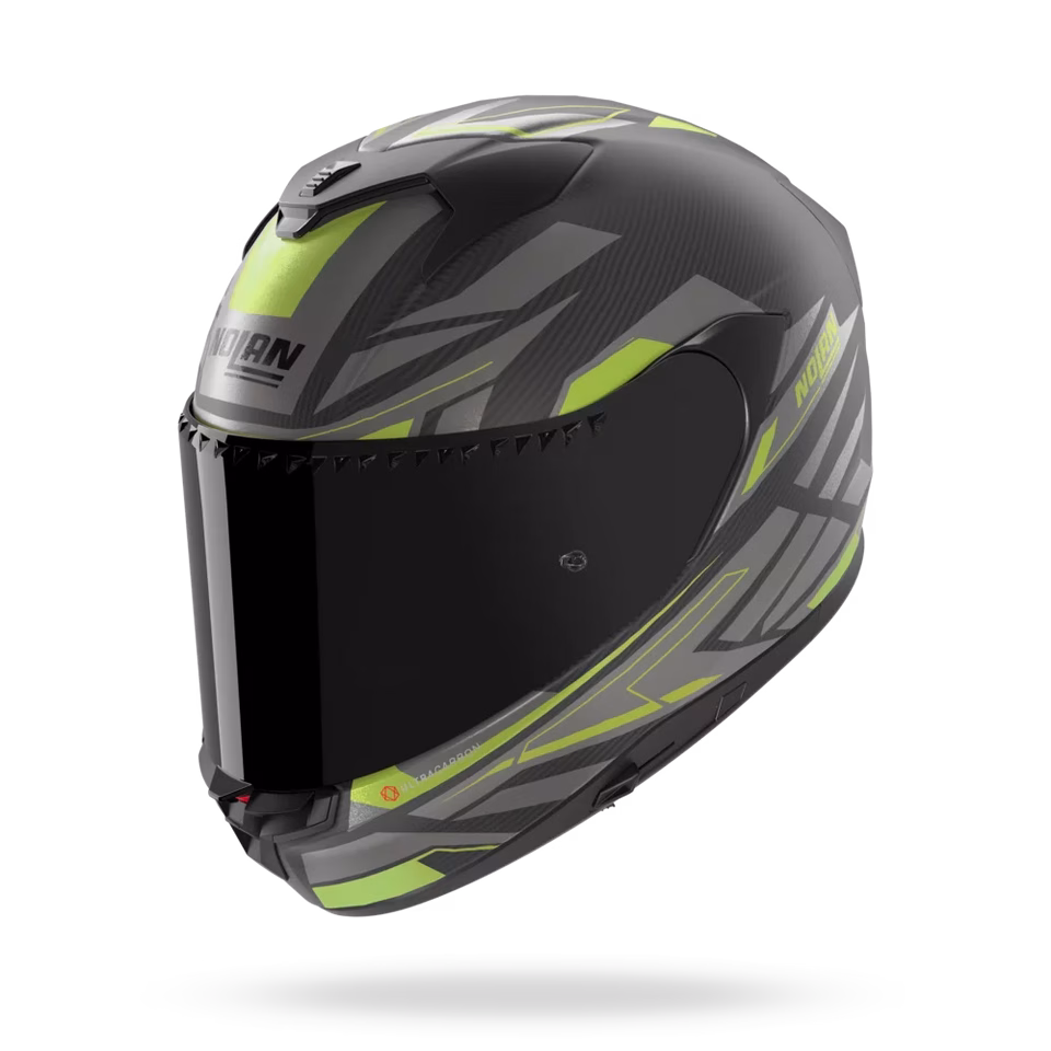 NOLAN integralna motoristična čelada X904 Ultra carbon ROMBO 349 Črna Mat/Zelena M