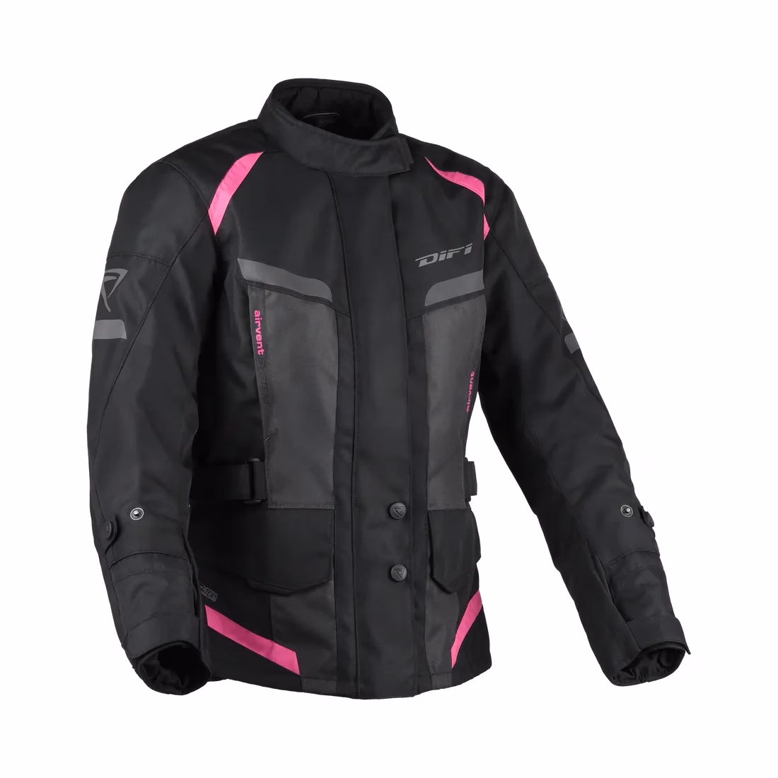 DIFI ž. motoristična jakna HORIZON AeroTex Črna/Siva/Roza XL