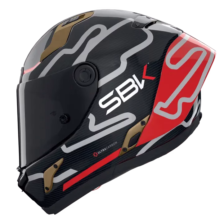 NOLAN integralna motoristična čelada X804 RS Ultra carbon SBK 360 Črna Mat/Rdeča/Srebrna/Zlata M