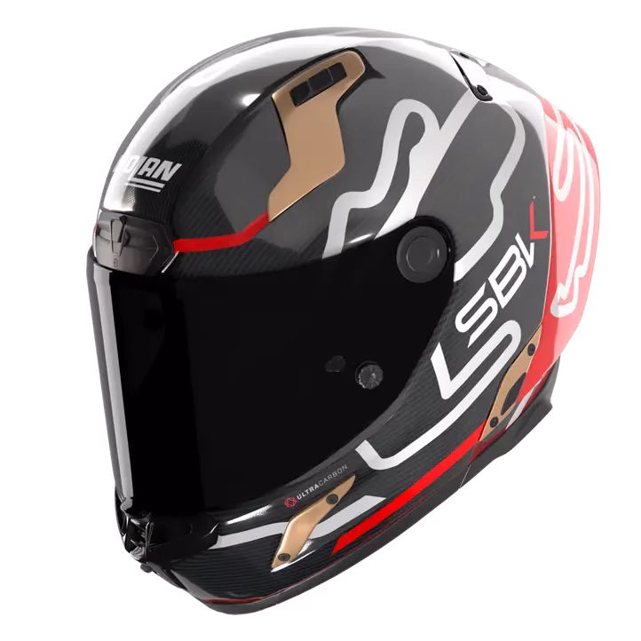 NOLAN integralna motoristična čelada X804 RS Ultra carbon SBK 360 Črna Mat/Rdeča/Srebrna/Zlata M