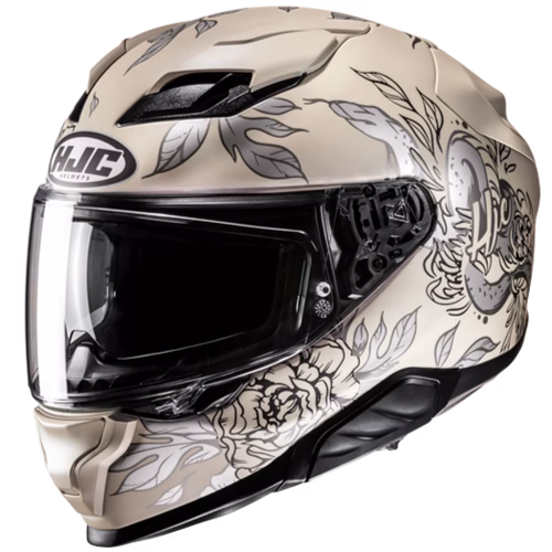HJC integralna motoristična čelada F71 CARBON ELIZ MC9SF Beige/Srebrna 2XL