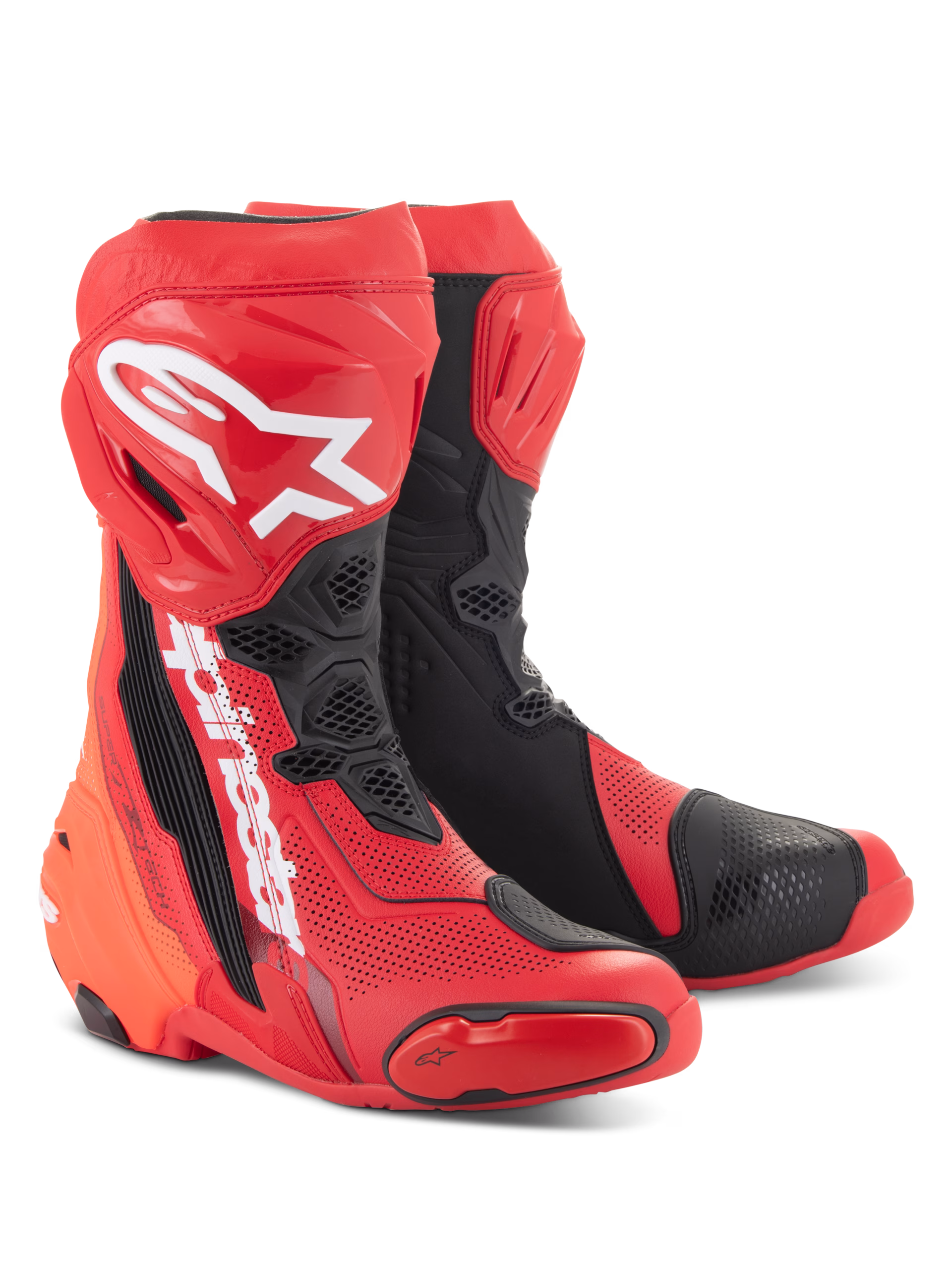Alpinestars m. motoristični škornji SUPERTECH R perforirani Rdeča Fluo/Črna 41