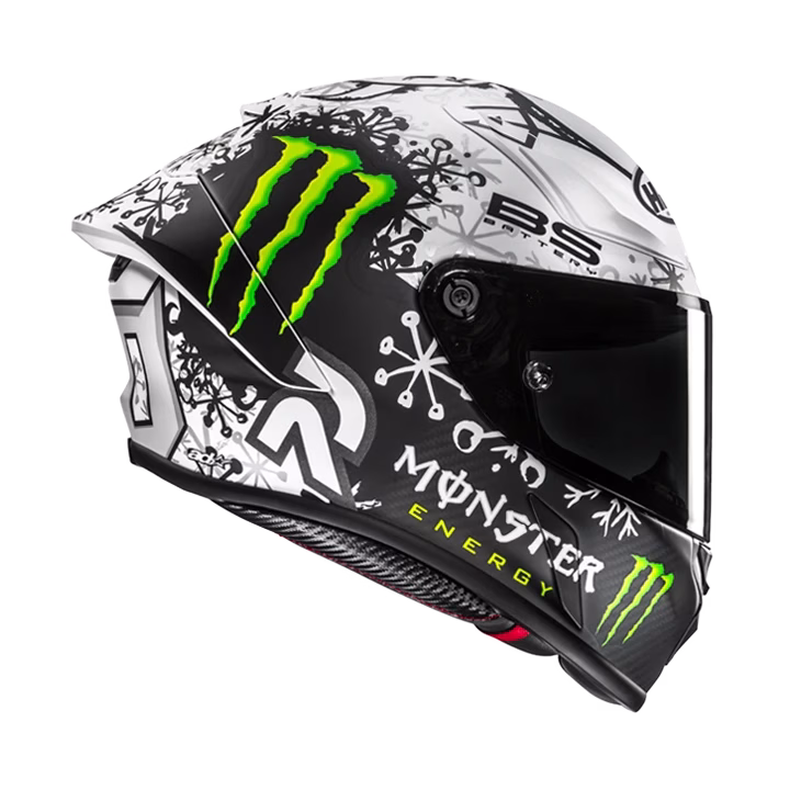 HJC integralna motoristična čelada RPHA 1-V2 carbon QUARTARARO SNOW DIABLO MC10SF Črna Mat/Bela/Zelena L