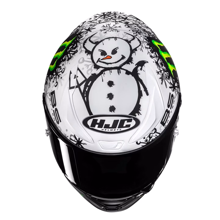 HJC integralna motoristična čelada RPHA 1-V2 carbon QUARTARARO SNOW DIABLO MC10SF Črna Mat/Bela/Zelena L