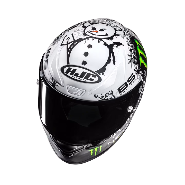 HJC integralna motoristična čelada RPHA 1-V2 carbon QUARTARARO SNOW DIABLO MC10SF Črna Mat/Bela/Zelena L